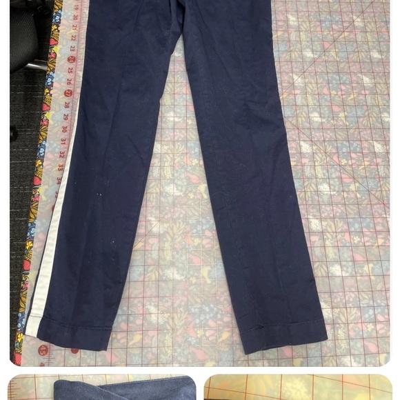 LRL Ralph Lauren Active Pant Ski Inspired Tuxedo Side Stripe Navy Flat Front - Picture 4 of 8